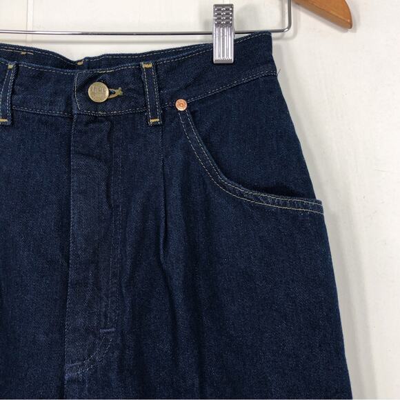 Lee VTG 80s Relaxed Tapered Ankle Pleated Jean Deadstock Size 10 Dark Blue - Picture 3 of 15